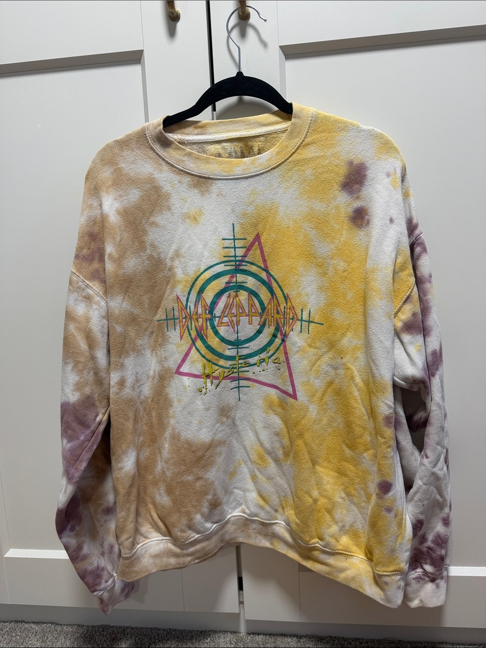 Tie-Dye Graphic Crewneck Sweater - Yellow & Purple